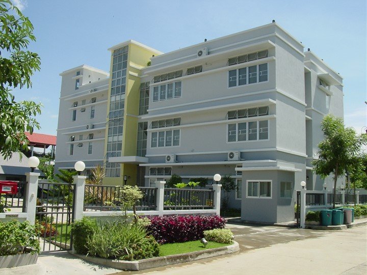 Dorm building full landscape exterior